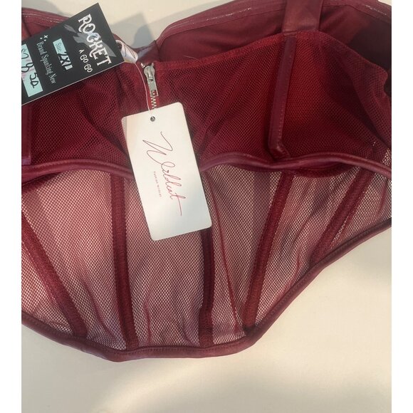 Red Satin & Mesh Underwire Bralette - Picture 4 of 5